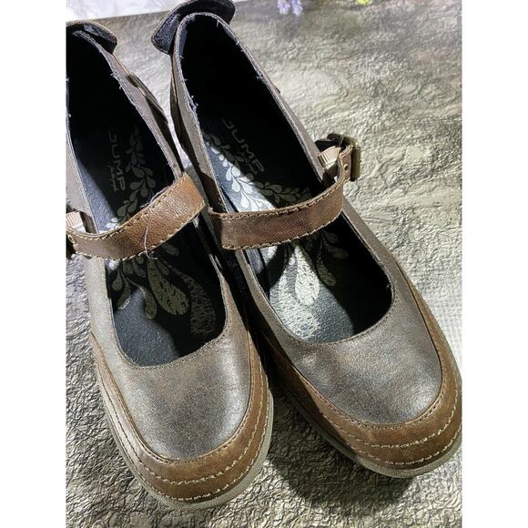 JUMP Brown Leather Mary Jane Wedge Shoes Style Name: SENS Sz US 9 - Picture 3 of 12